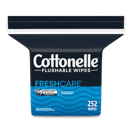 Cottonelle Flushable Wet Wipes, Zip Pack Refill, White, 5 x 7.25, 252PK 43541